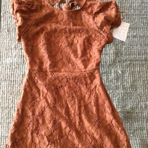 NEW! Rare free People lace copper mini dress